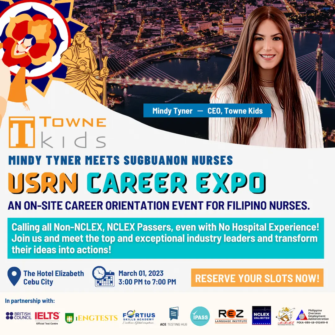 Mindy Tyner with Filipino nurses at USRN Career Expo in Cebu City