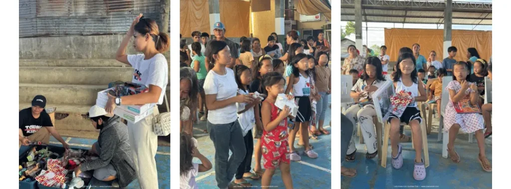Towne Kids Toy Drive volunteers handing out toys to children in Cebu