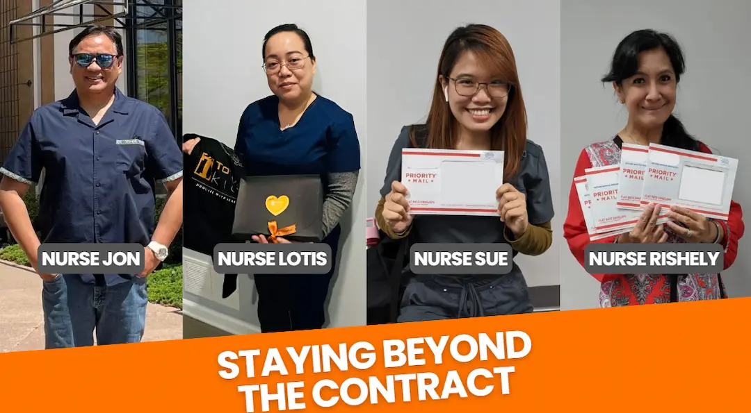 Four smiling individuals holding a trophy with their names displayed and the text “Staying Beyond the Contract