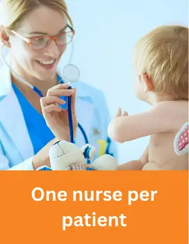 Pediatric home care nurse providing one on one care to child patient in home setting USA