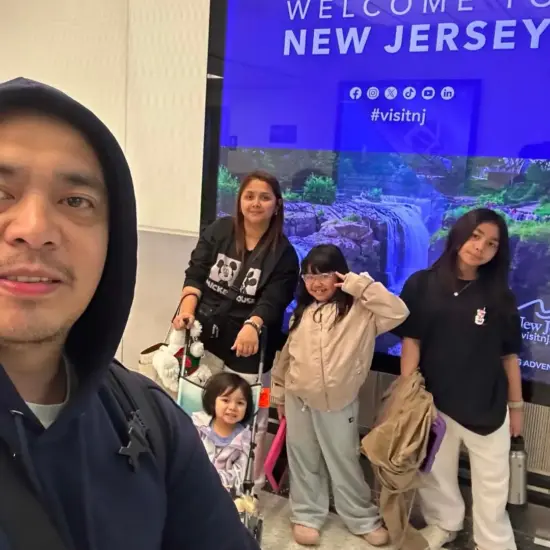 Filipino USRN Nurse Marc arrives in New Jersey USA with family through Towne Kids deployment program